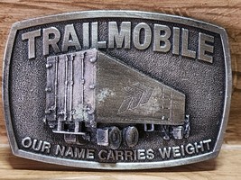 Vintage 1980&#39;s Trailmobile Our Name Carries Weight Trucking Belt Buckle - $16.14