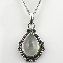 925 Sterling Silver Moonstone Handmade Necklace 18&quot; Chain Festive Gift PS-1692 - £26.12 GBP