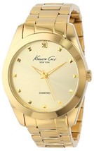 NWOT Kenneth Cole Women&#39;s KC4949 &quot;Rock Out&quot; Yellow Gold Dial Diamond Dial Watch - £78.91 GBP