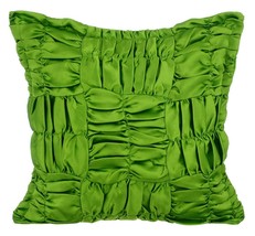 Ruched 16&quot;x16&quot; Satin Clover Green Pillows Cover, Dreamy Clover Green - £26.52 GBP+