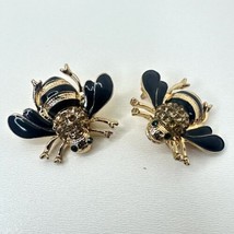 Vintage Bumblebee Brooch Pin Lot Of 2 Bee Rhinestone Enamel Costume Jewelry - £7.56 GBP