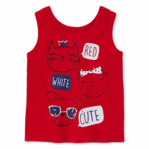 Okie Dokie Girls Tank Top Cats &amp; Dog Red Size 12 Months Red White &amp; Cute - £7.15 GBP