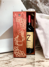 Engraved Wood Wine Box Bottle Cool Flowers Home Décor Gift Birthday Chri... - $649.56 MXN