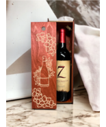 Engraved Wood Wine Box Bottle Cool Flowers Home Décor Gift Birthday Chri... - $649.56 MXN