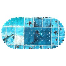 Dundee Deco Ocean Bathtub and Shower Mat - 27&quot; x 14&quot; Blue Waterproof Non-Slip Qu - £26.62 GBP