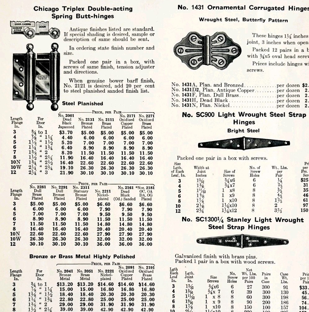 1922 N.T. Bushnell Door Steel Hinges Advertisement Catalogue Hardware DWA20 - $24.99