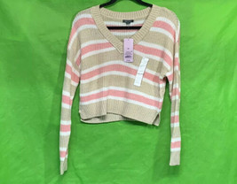 Women’s Striped V-Neck Pullover Sweater - Wild Fable Tan/Peach XS - £10.38 GBP