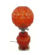Vintage Parlor Lamp Orange Ball Table 21&quot; Mid Century Double Bubble - £68.64 GBP