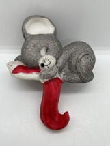 Christmas decor Fireplace Mantle Ceramic sleeping mouse stocking hanger - $13.56