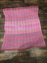 Pinks Purple Afghan Crochet Blanket Throw 49” Wide X 55” Length - £14.10 GBP