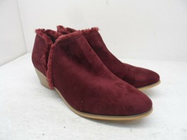 JG Women&#39;s Slip-On Faux Suede Causal Heels 22235 Burgundy Size 12M - £22.41 GBP