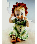 Vintage Lefton Piano Baby Girl w Bonnet Figurine KW 1927 Bisque Porcelain - £23.67 GBP