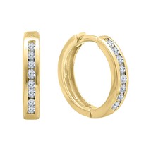 0.15 ct Round Moissanite Small 11mm Yellow Gold Plated Huggie/Hoop Earrings VDay - $80.03