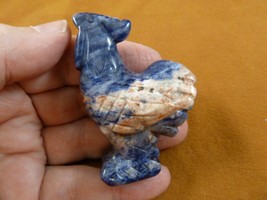 (Y-CHI-RO-709) blue tan ROOSTER bird roosters gemstone carving chicken F... - $17.53