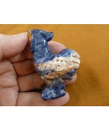 (Y-CHI-RO-709) blue tan ROOSTER bird roosters gemstone carving chicken F... - £13.96 GBP