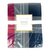 NEW Pottery Barn Teen &quot;Walker Plaid&quot; TWIN Duvet Cover Navy Blue Red Gray - £50.69 GBP