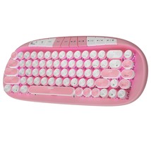 Rk838 Pink Wireless Keyboard, Retro Typewriter Keyboard Bt/2.4G/Wired Mode, 75%  - £55.98 GBP