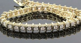 7 Ct Round Cut Simulated Diamond Women&#39;s Tennis Bracelet Gold Plated 925 Sliver - £142.04 GBP