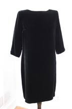 Vtg 90s Talbots 10P Black Velvet Half Sleeve Sheath Dress Rayon Silk - £25.31 GBP