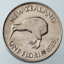 1935 Nouvelle-Zélande Florin Au Détails (Rayé) Km #4 - $135.16 CAD
