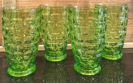 Federal Glass Yorktown Colonial Thumbprint Footed Tumblers Green 12oz. S... - $44.54