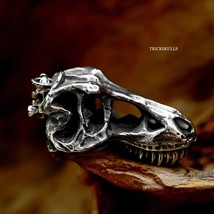 Tyrannosaurus Rex T-Rex Dinosaur 316 Stainless Skull Pendant &amp; 50cm Black Chain - £17.35 GBP