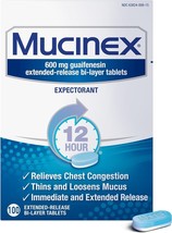 Chest Congestion, Mucinex 12 Hour Extended Release Tablets, 600 mg Guaif... - £35.18 GBP