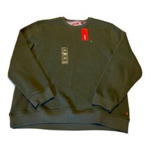 NEW Izod Mens Sueded Fleece Large Pullover Olive Green Long Sleeve Sweat... - £33.08 GBP