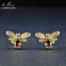 Bee Earring For Women 925 Sterling Silver Citrine Gemstone Stud Earrings Yellow  - £19.36 GBP