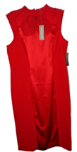 NWT Eva Mendes Red Sleeveless Jacquard Fit Cocktail Dress SZ 12 Valentine&#39;s - £44.16 GBP