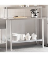 vidaXL Kitchen Work Table with Overshelf 43.3&quot;x21.7&quot;x47.2&quot; Stainless Steel - $488.30 CAD