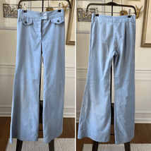 Vintage 70s Bell Bottom Chambray Blue Pants XS 2 4 - $27.36