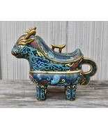 Antique Chinese Cloisonne Foo Dog Bull Figurine Box Vessel - £473.90 GBP