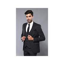 Men 3pc European Vested Suit WESSI J.VALINTIN Extra Slim Fit JV27 Black Stripe image 3
