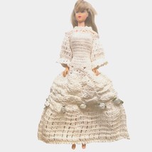 Vintage Barbie Clone Handmade Dress Boho Cotton Crochet Wedding Full Length OOAK - $123.74