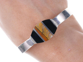 Retro Mexican sterling Cat&#39;s Eye and Onyx bracelet - £120.63 GBP