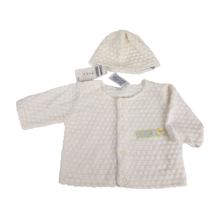 Vintage Gymboree 2001 Newborn Baby girl Knit White Cardigan Sweater Hat ... - £46.43 GBP