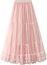 Tulle Mesh Elastic Long Skirt - £47.44 GBP