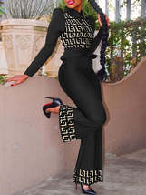 Autumn Two Piece Puff Sleeve Top &amp; Flared Leg Pants Set - $83.95