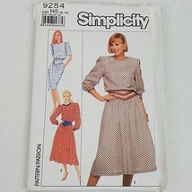 Vintage 1989 Simplicity 9284 Sewing Pattern Miss Dress 6 8 10 12 14 - £8.71 GBP