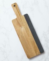 Slate and Acacia Wood Serving Board - Cheese Cutting Board with Handle - £15.98 GBP