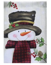 Evergreen smiling snowman christmas garden flag thumb200