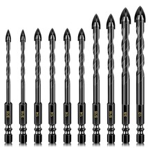 10 Pc. Masonry Drill Bit Set For Concrete With Tungsten Carbide Tip, Works With - $39.96