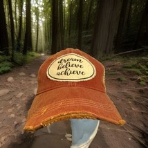 Distressed Dream Believe Achieve Hat Mesh SnapBack Rust Color Cap Headmost - $13.99