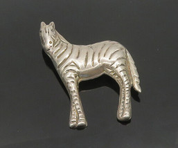 DESIGNER 925 Silver - Vintage Hollow Zebra Animal Motif Brooch Pin - BP7149 - £42.80 GBP