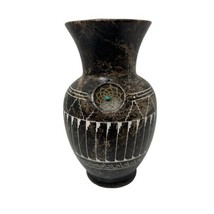 Vintage Horse Hair Pottery Vase URN Vessel With Dream Catcher Turquoise Stone - £96.93 GBP