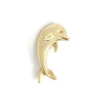 Vintage Dolphin Necklace Pendant Charm 14K Yellow Gold, 1.96 Grams - £231.02 GBP