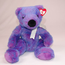 VINTAGE TY 1999 Purple Beary Teddy Bear Plush Beanie Buddy Purple Stuffe... - $9.74