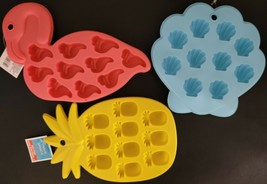 Ice Cube Fruit Gel Trays Silicone, Select: Flamingos, Pineapples or Seashells - £2.79 GBP