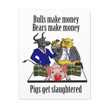 Stock Market Art Bulls Make Money Pigs Slaughtered Canvas Wall Street Decor Unf - £68.91 GBP+